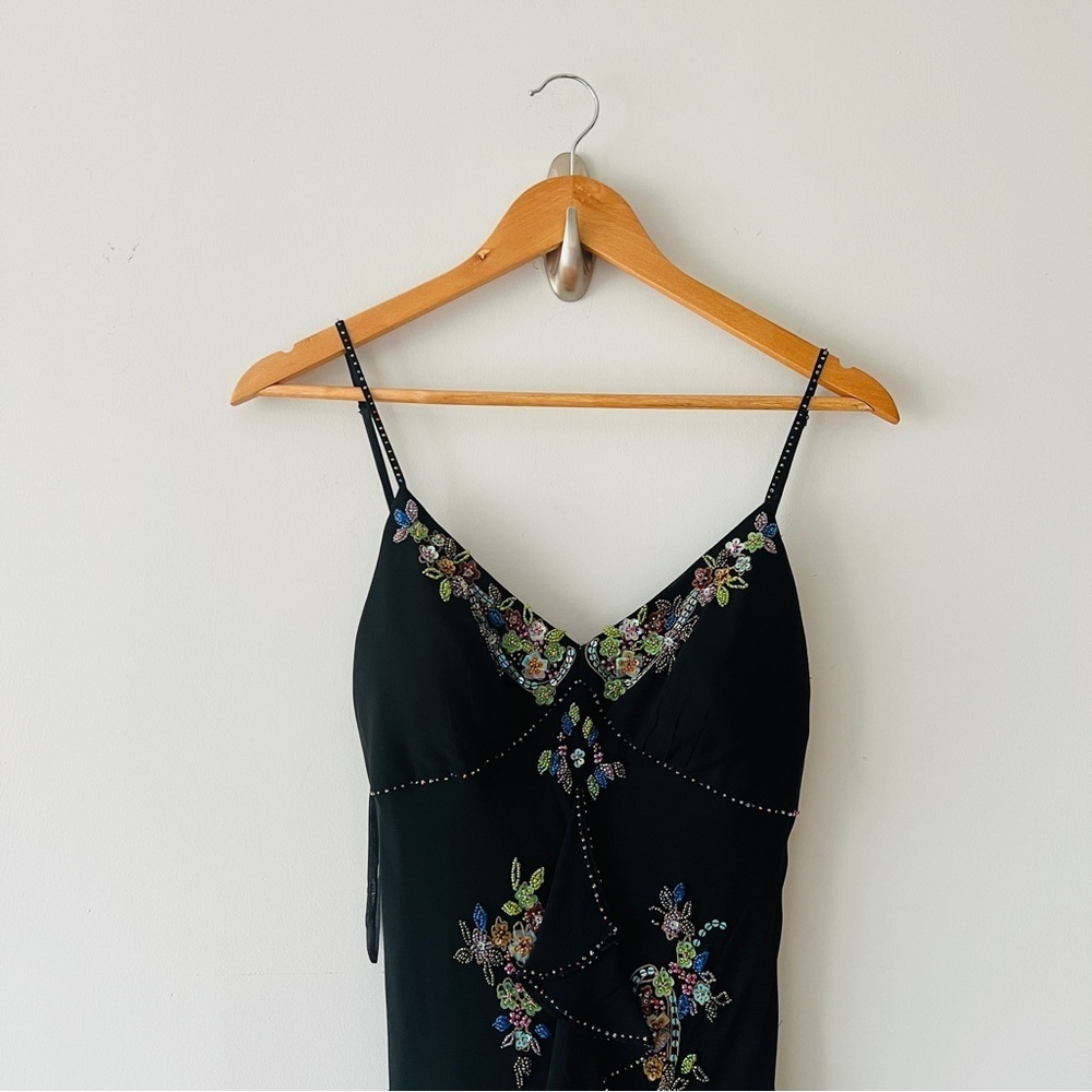 Cache 1900's Vintage Ruffle Slip Maxi Dress Size 8 - Picture 3 of 13